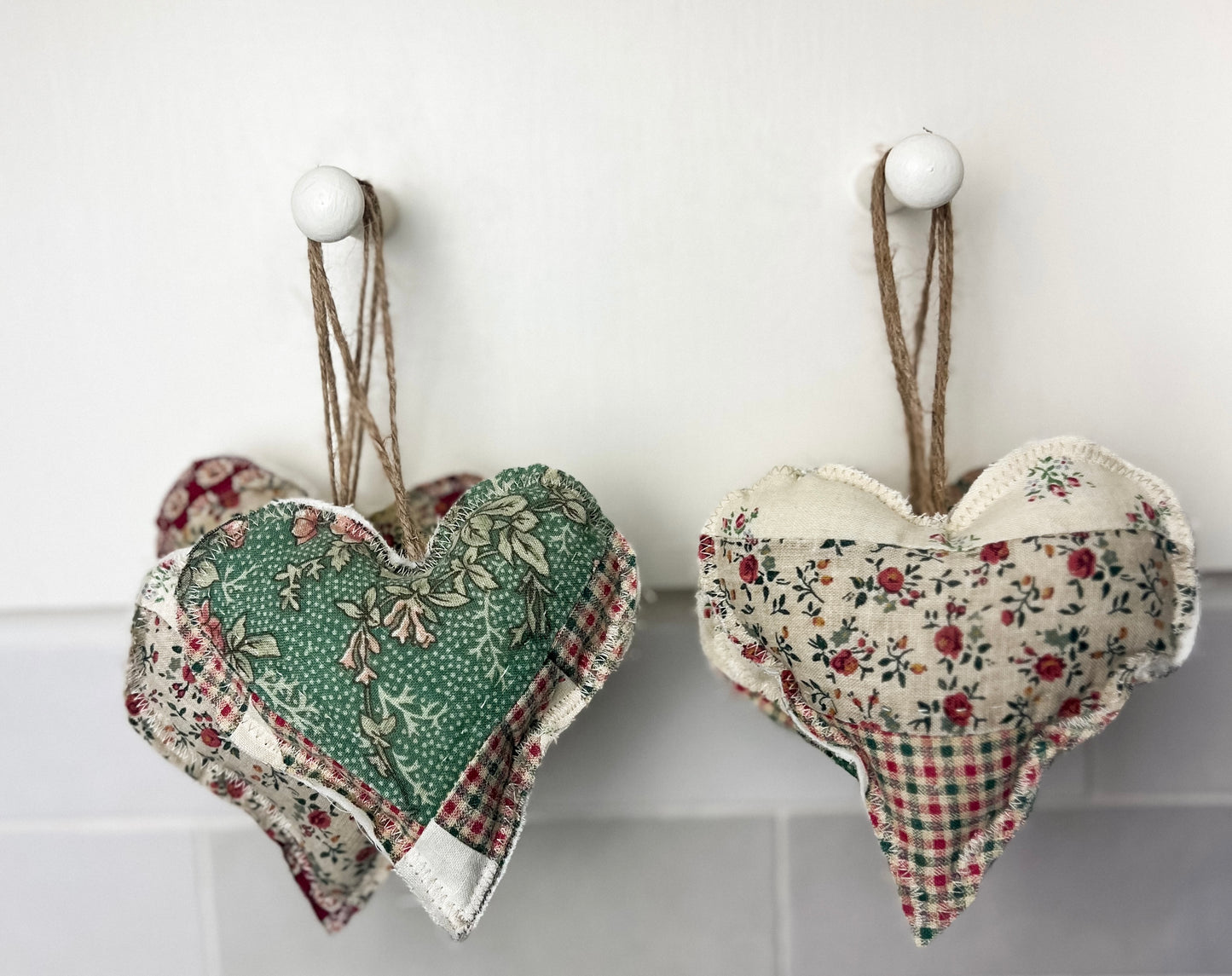 Handmade Vintage Fabric Hanging Heart