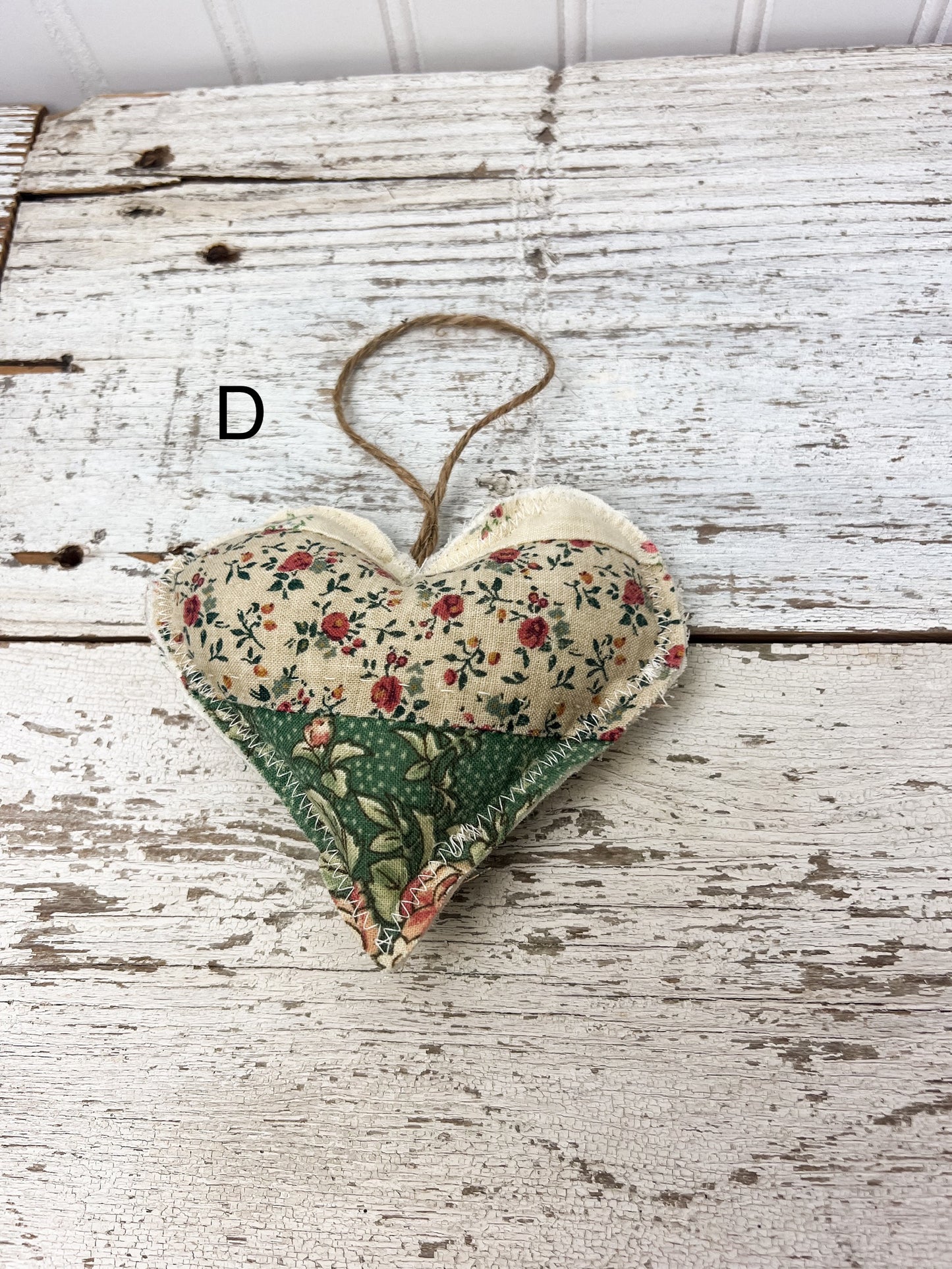 Handmade Vintage Fabric Hanging Heart