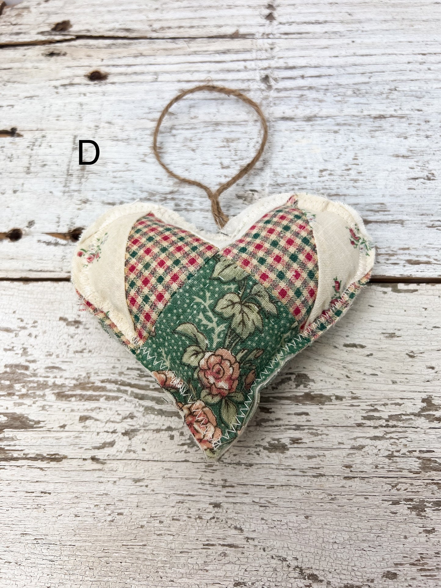 Handmade Vintage Fabric Hanging Heart