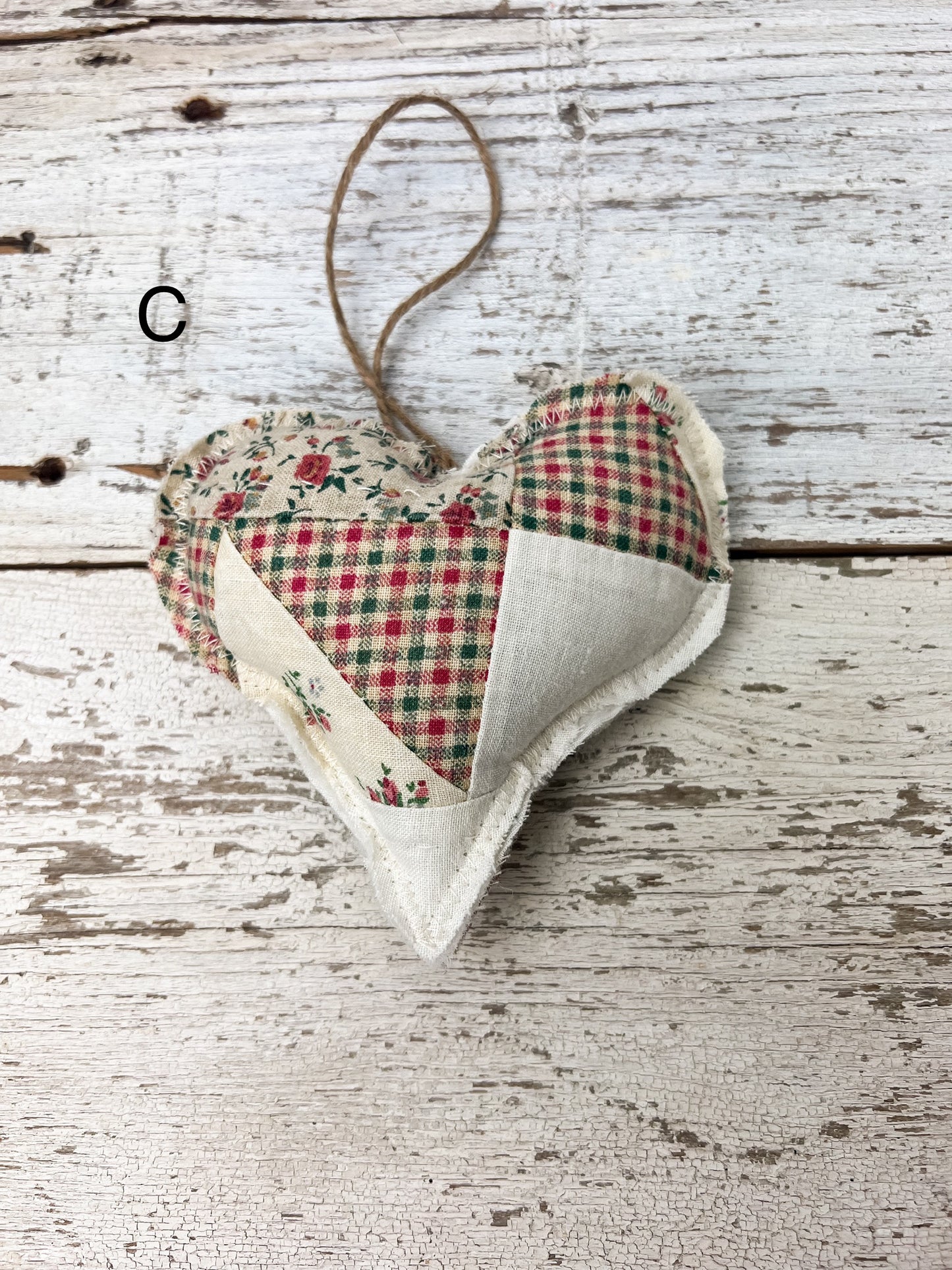 Handmade Vintage Fabric Hanging Heart