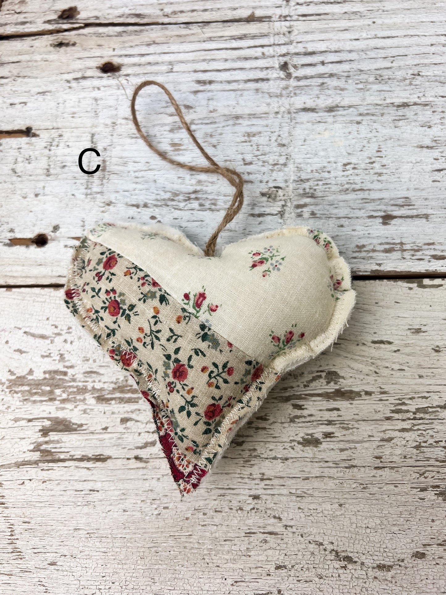 Handmade Vintage Fabric Hanging Heart