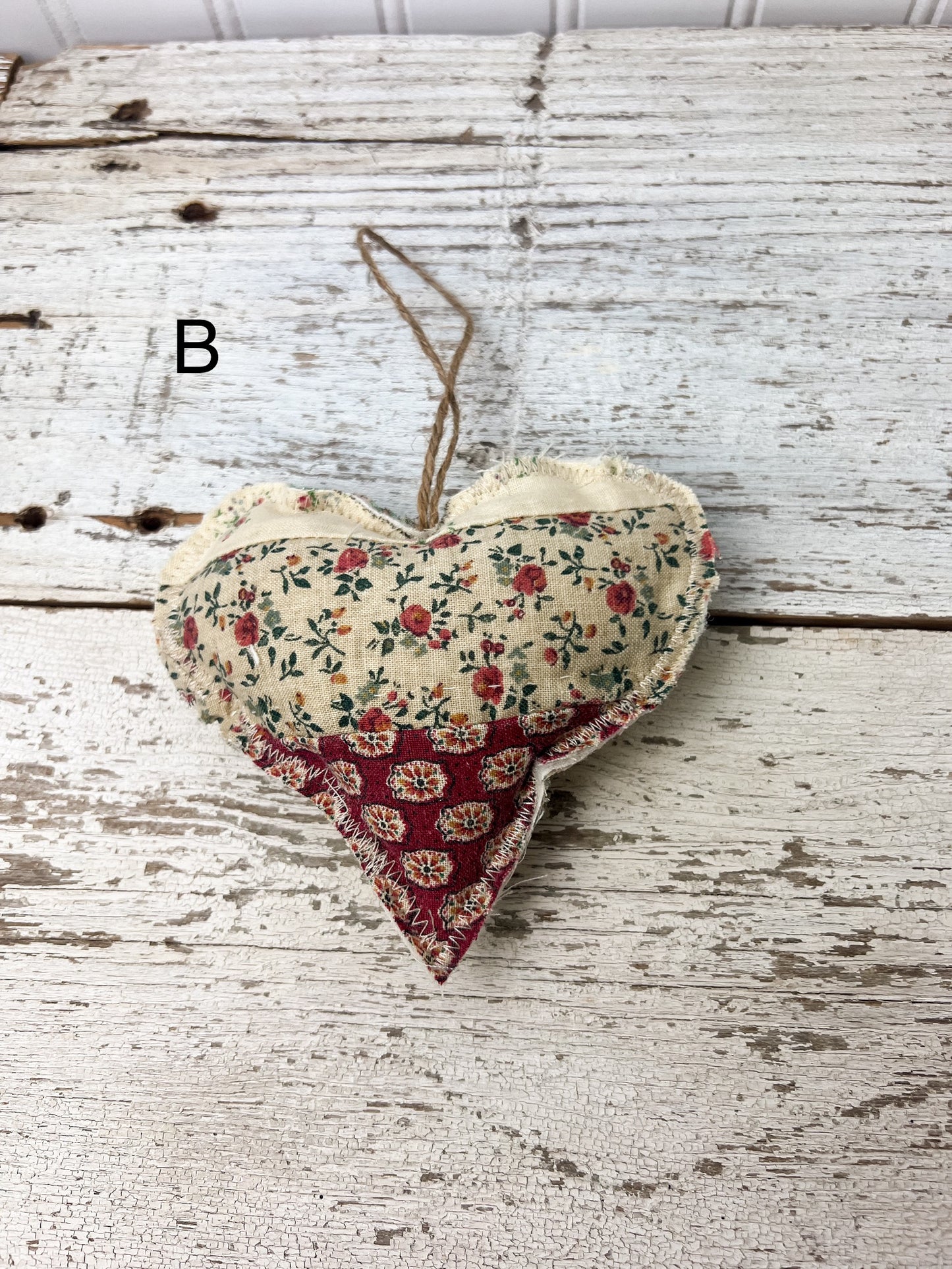 Handmade Vintage Fabric Hanging Heart