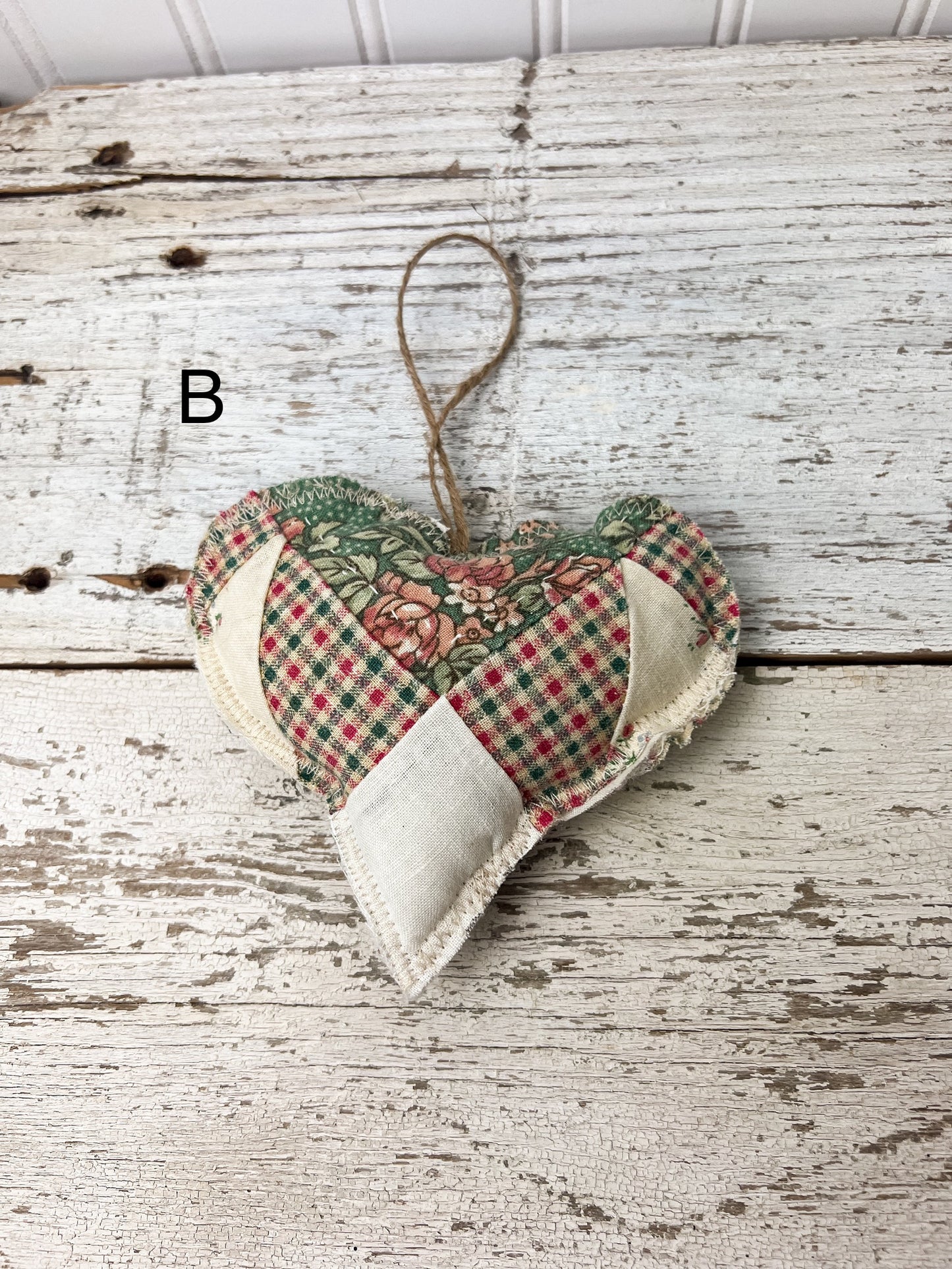 Handmade Vintage Fabric Hanging Heart