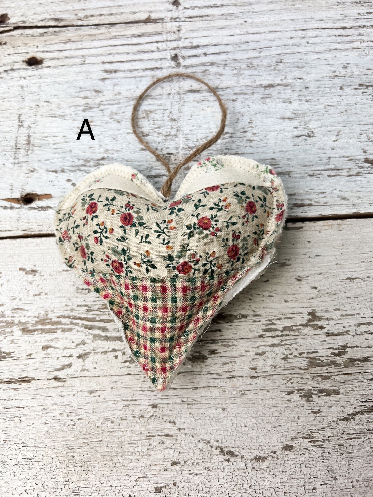 Handmade Vintage Fabric Hanging Heart