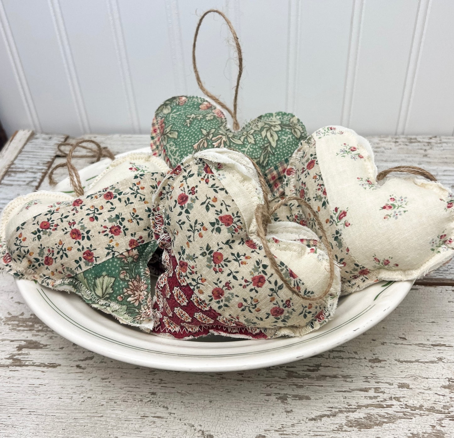 Handmade Vintage Fabric Hanging Heart