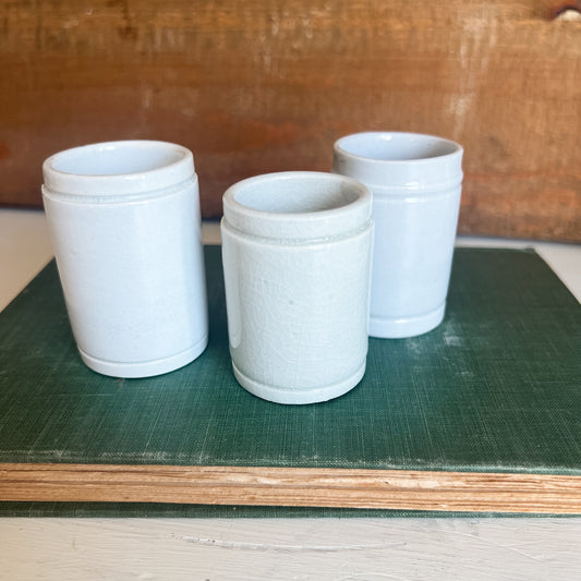 Set of 3 Stoneware Ointment Pots