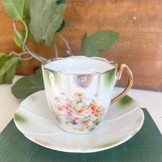 Antique Mustache Tea/Coffee Cup & Saucer