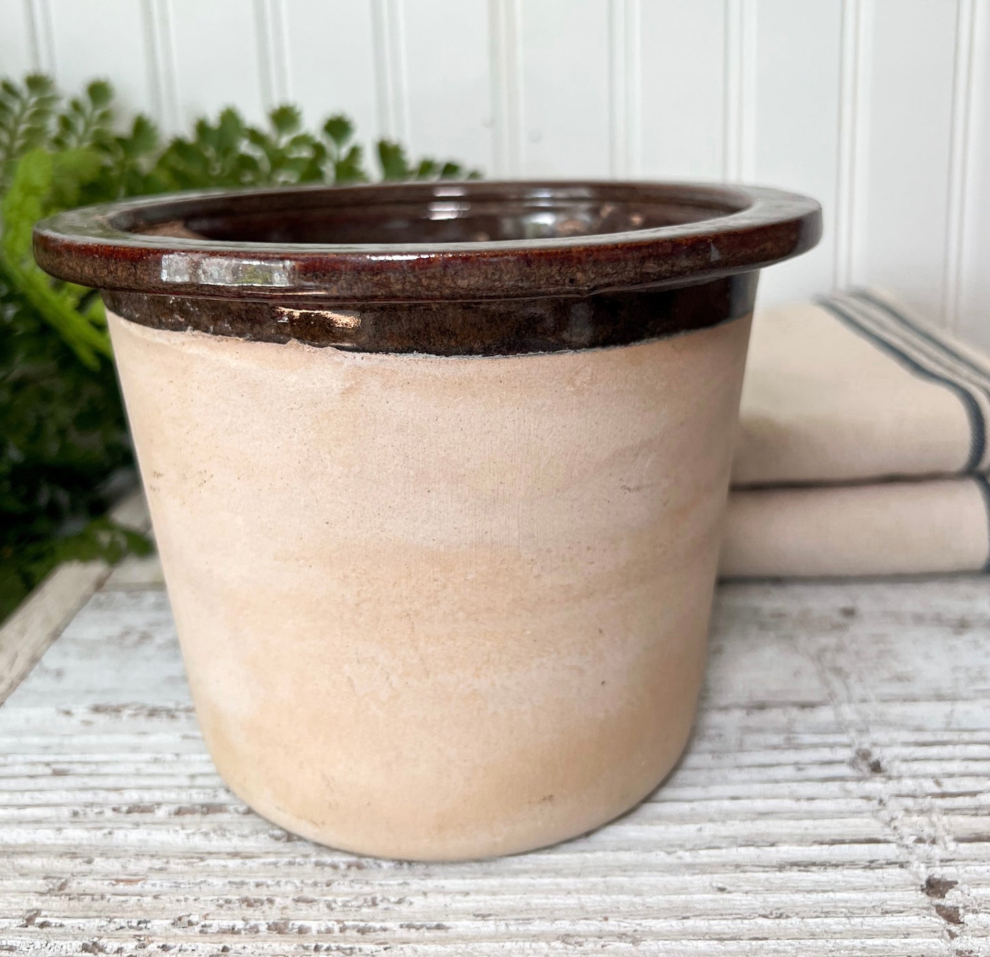 Stone Planter W/ Brown Rim