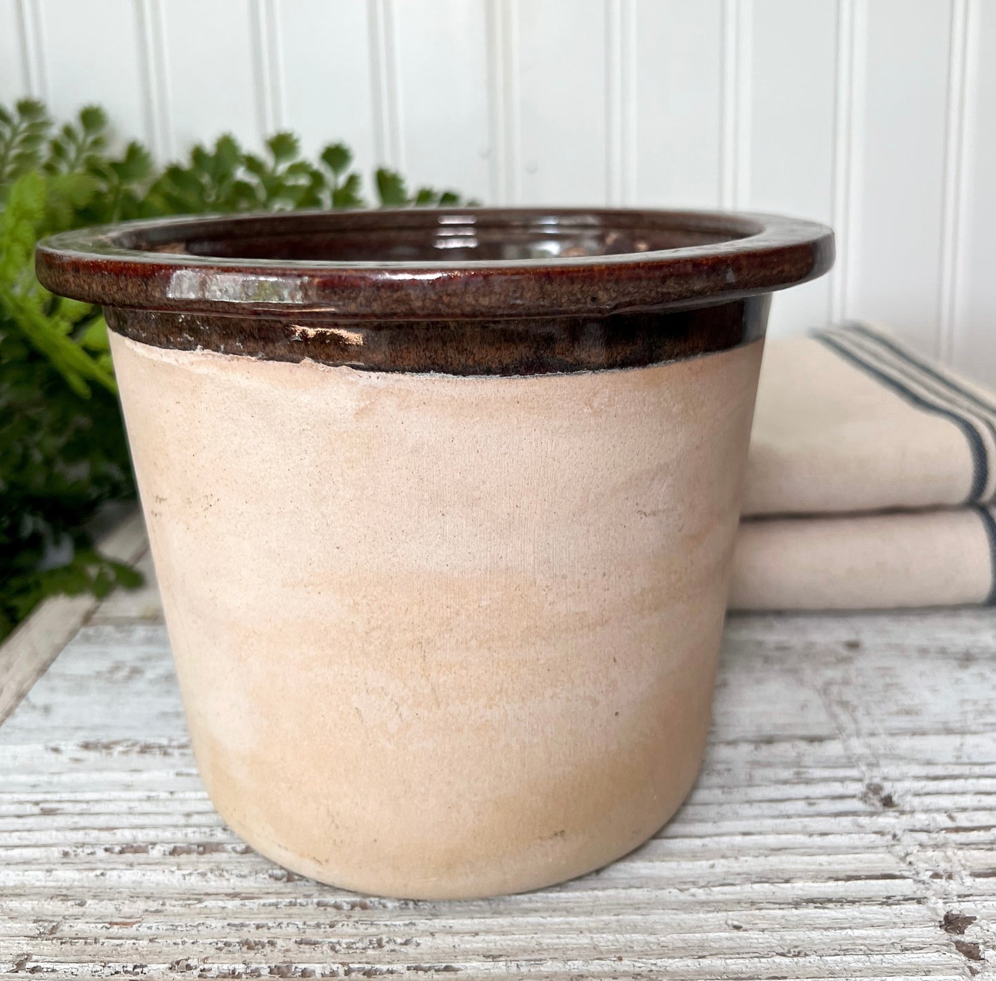 Stone Planter W/ Brown Rim