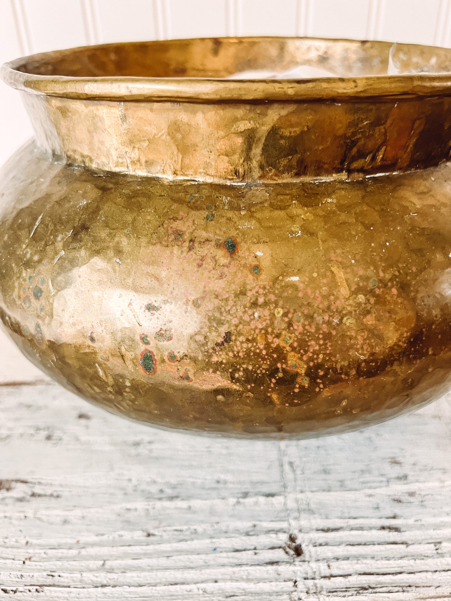 Vintage Gold Hammered Pot