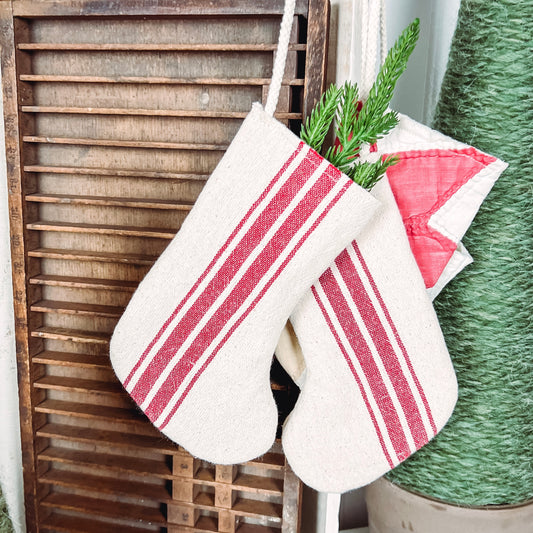 Handmade Mini Hanging Stockings Red Stripe