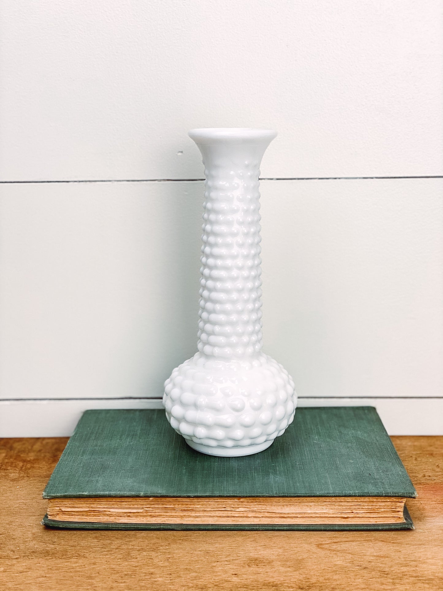 E.O. Brody Co Vintage Milk Glass Hobnail Vase