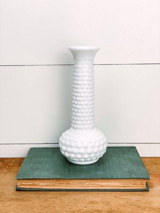 E.O. Brody Co Vintage Milk Glass Hobnail Vase