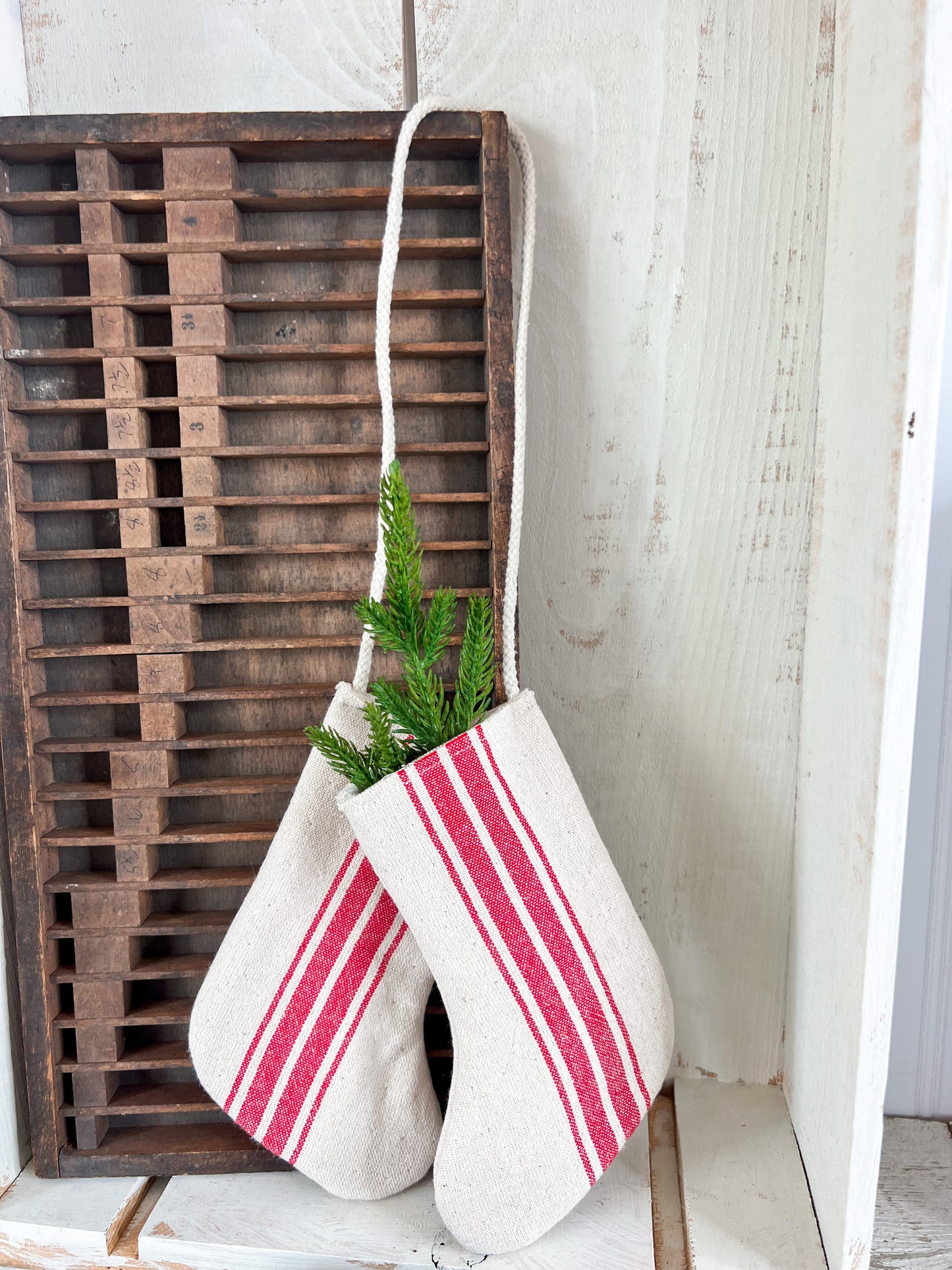 Handmade Mini Hanging Stockings Red Stripe