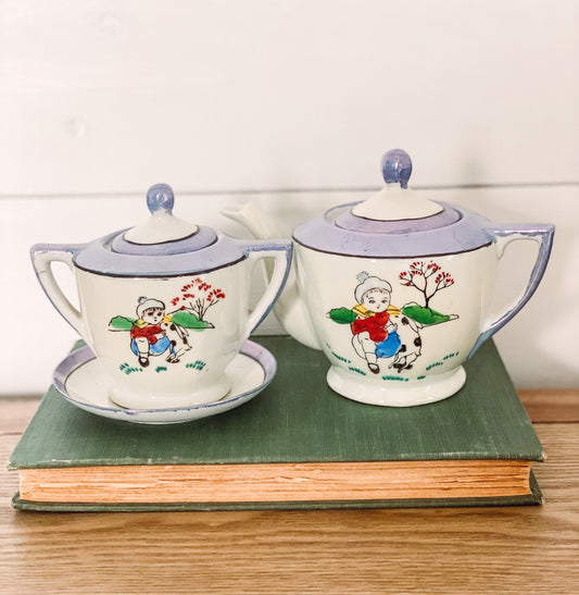 Vintage Children's Teapot and Sugar Bowl