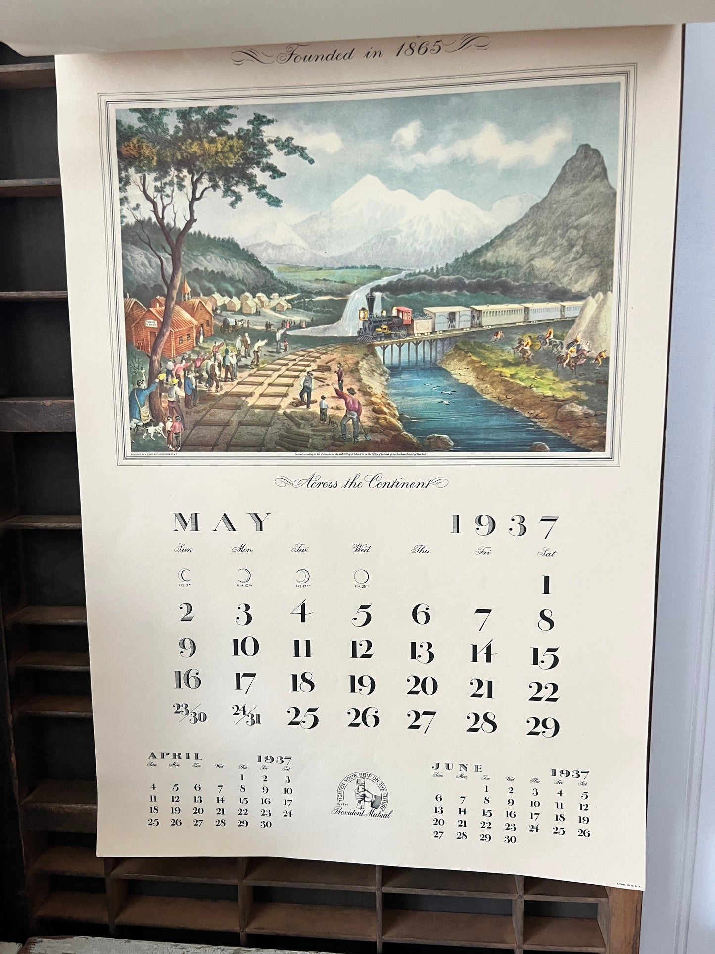 Vintage Provident Mutual 1937 Calendar