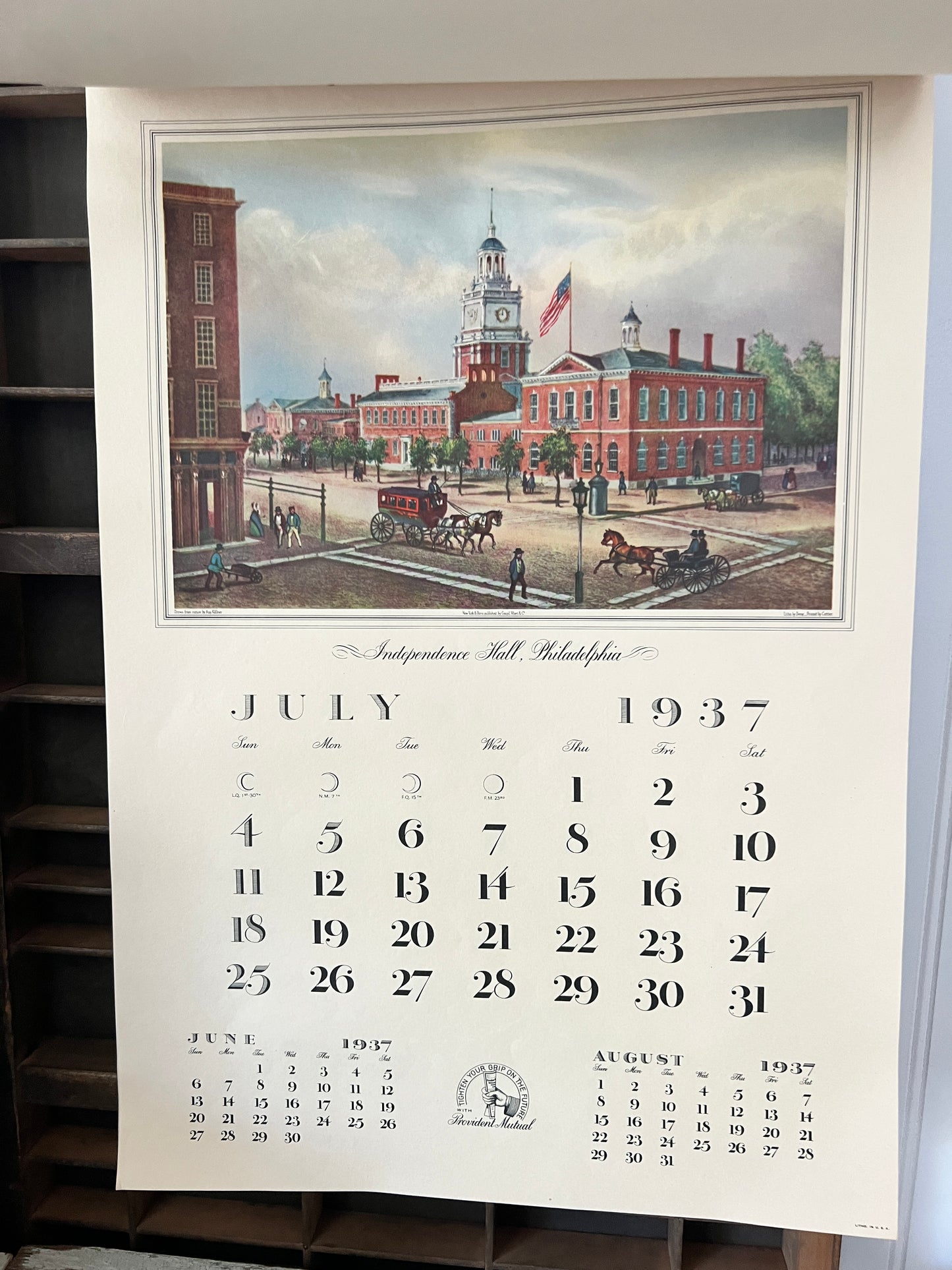 Vintage Provident Mutual 1937 Calendar