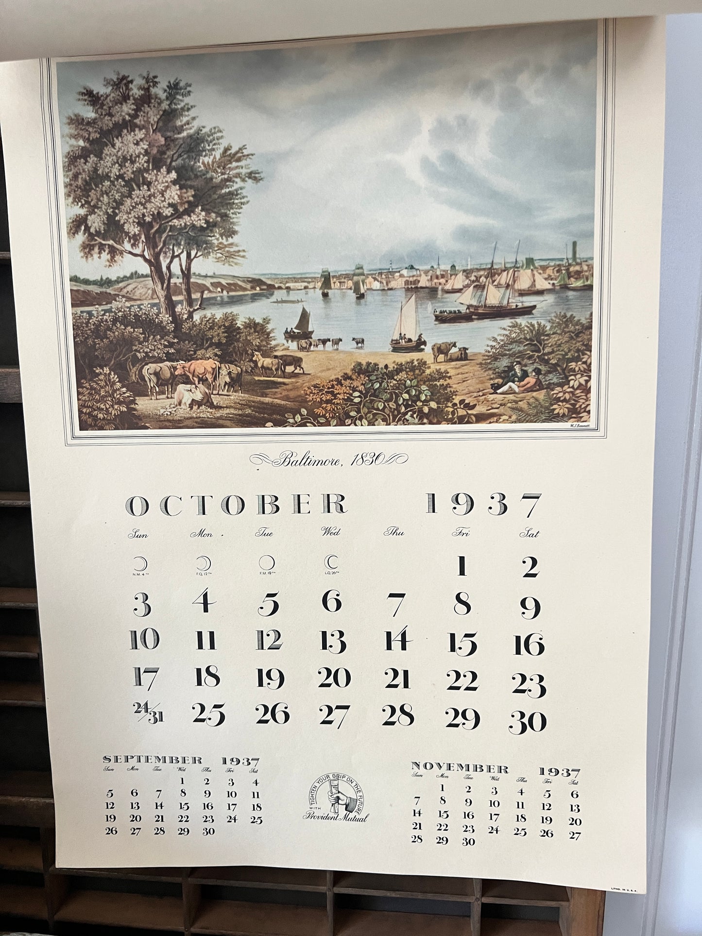 Vintage Provident Mutual 1937 Calendar