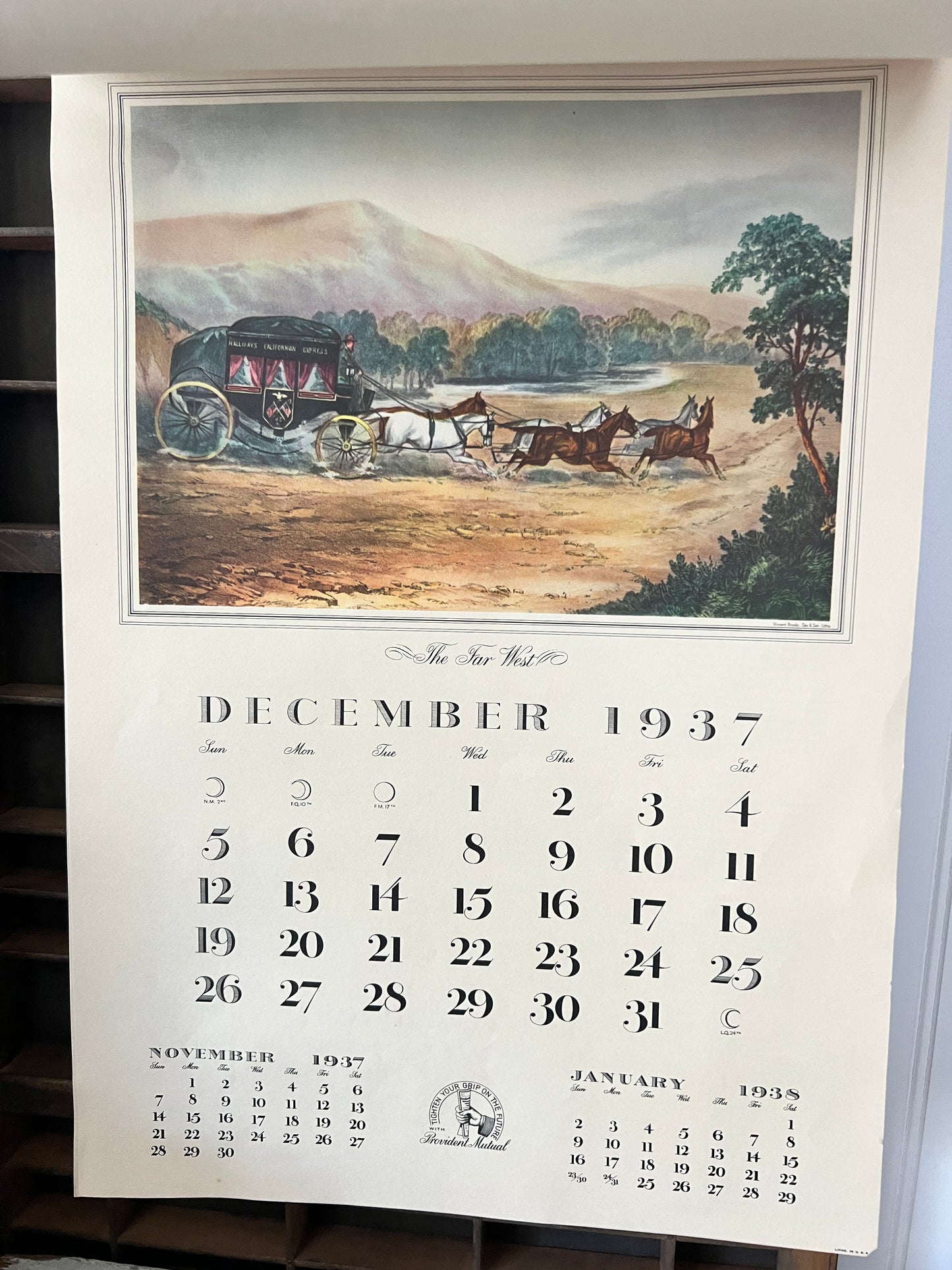 Vintage Provident Mutual 1937 Calendar