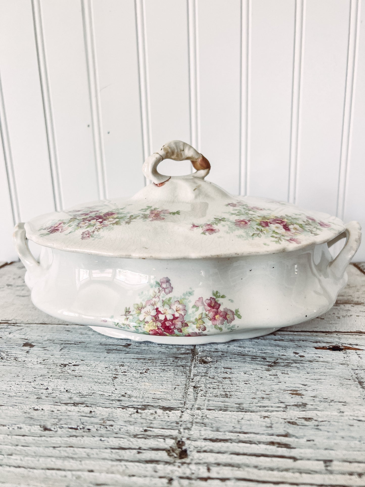 Ironstone Floral Tureen W/ Lid