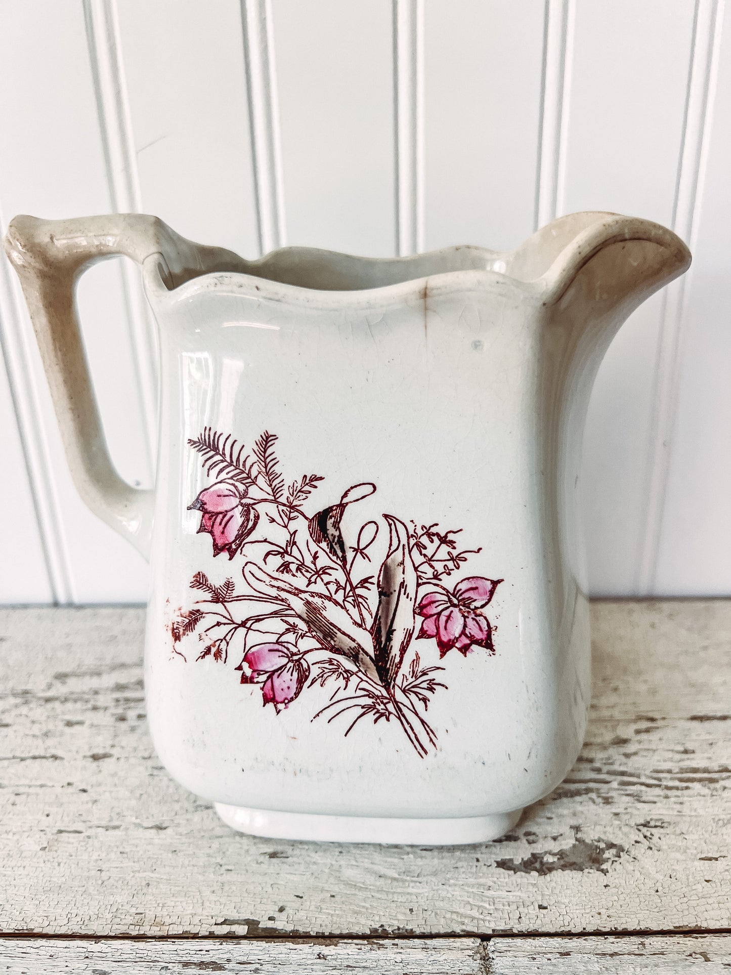 Ironstone Pitcher W/ Floral Design