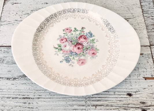 Vintage Oval Floral Plate