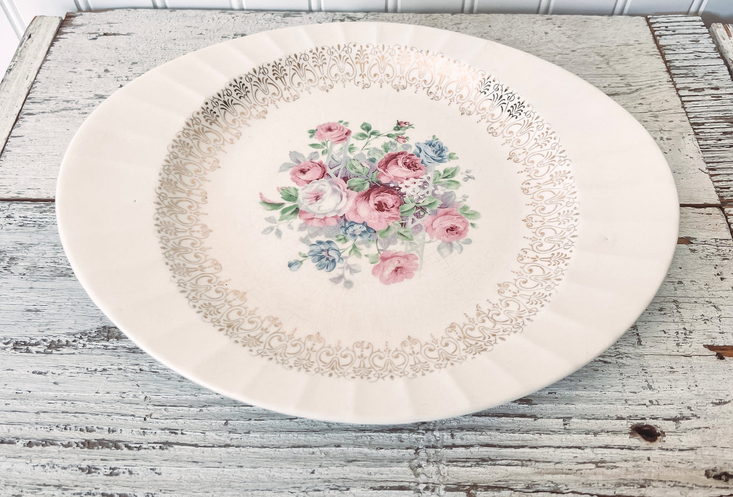 Vintage Oval Floral Plate