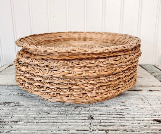 Vintage Wicker Paper Plate Holders