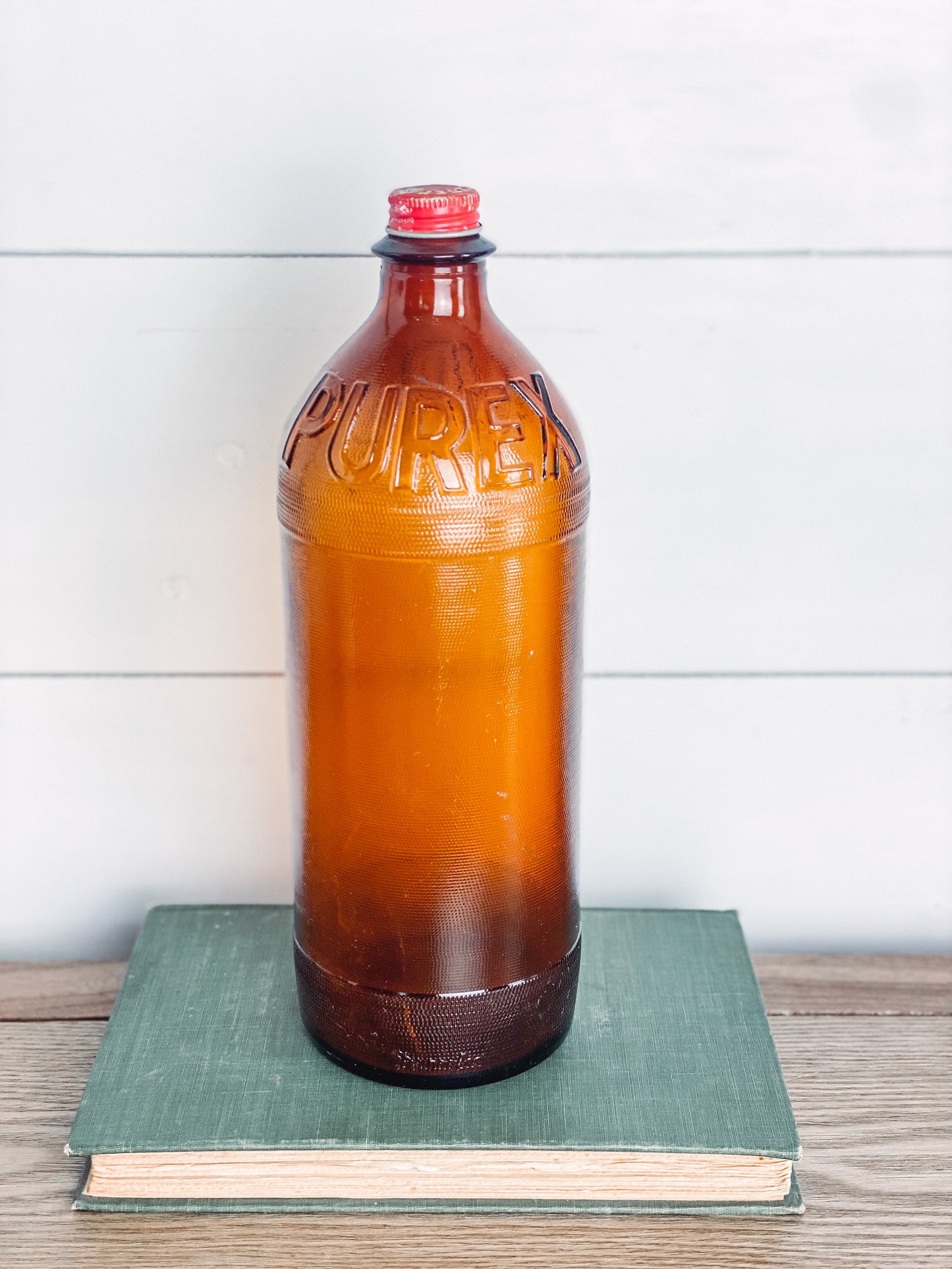 Vintage Glass Amber Purex Bottle